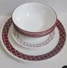 18pc Corelle CRIMSON TRELLIS Dinnerware Dinner Salad Plates 18-oz Bowls NIB