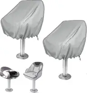 2 Pack Boat Seat Cover, Outdoor Waterproof Pedestal Pontoon Captain Boat Bench Chair Seat Cover, Oxford Fabric Helm Chair Protective Covers
