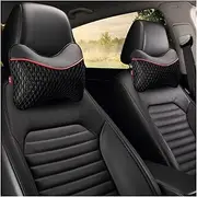 Car Seat Headrest Head Neck Rest Car 3D Silk Artificial Leather Styling Heat Back Gift Present 6 Colour(2pc black)