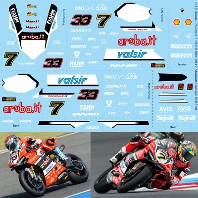 1/12 Decals for Ducati Panigale 1199 R SBK 2017 Davies Melandri Decal TBD766