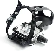 DRBIKE Bike Pedals with Toe Clips/Cages and Straps, 9/16" Aluminum Alloy or PP Bicycle Pedals for Exercise Bike Spin Bike Mountain Bike, 1 Pair