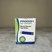 Prodigy No Coding Blood Glucose Test Strips Pack of 50 #52800 Exp 8-25+++to2026