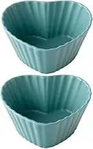 Amosfun 2Pcs Heart Shaped Bowl Blue Fruit Salad Serving Bowls for Home Kitchen Stylish Dessert Plates for Everyday Use and Gatherings