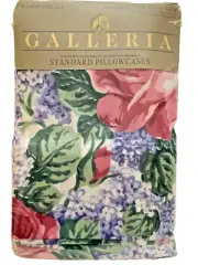 Vtg Galleria Floral Lilac Rose Standard Pillowcases Westpoint Pepperell Mervyns