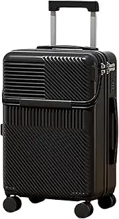 [Generic] Custom Design Extendable PC Smart Carry-On Luggage, with USB Port, 4 Wheels, TSA Combination Lock, Laptop Compartment (Black)