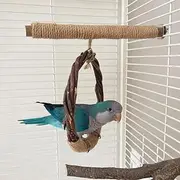 Bird Perch Stick with Built-in Round Swing Toy,Suction Cup Sparrow Wooden Perch,Sparrow Wooden Perch Stand,Suction Cup Sparrow Wooden Perch Bird Perch Stick with Swing,Bird Perch Stick with Swing, L
