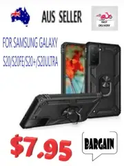 Black ShockProof DEFENDER Ring Stand Case For Galaxy S20/S20FE/S20+/S20ULTRA