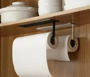 Paper Towel Holder Hanger Rack Kitchen Organizer Under Cabinet Cup Black