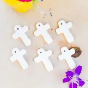 6x Tiny Cross Beads Charms 1.3" IN STOCK Ceramic Bisque Ready To Paint Pottery