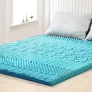 Deluxe Memory Foam Mattress Topper 7-Zone 8cm Cool Gel Bamboo Fabric 5 Sizes (Queen)