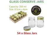 54 x Roma Glass Conserve Jars 200ML Food Storage Jam Honey Container Canister