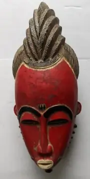 AFRICAN AGRICULTURE GURU RED WOMAN FACE WOOD BIRD FACE MASK COTE I'VOIRE ETHNIX
