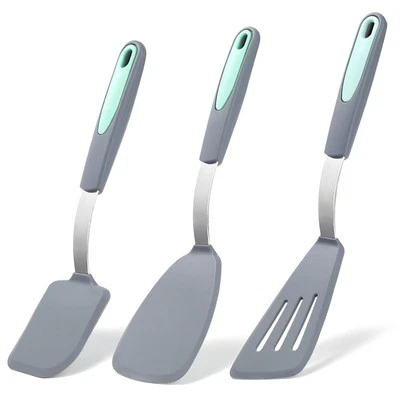 3 Pieces Silicone Spatula Set, Heat Resistant Flexible Turner Spatulas, Nonst...