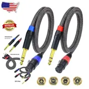Professional 25FT Nylon Braided 1/4" TRS to XLR Female Microphone Cable, 2-Pack