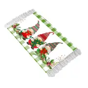 Christmas Floor Mat Dwarf Woven Washable Rectangular Kitchen Carpets for Home Bedroom-Green