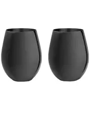 Viski Warren Gunmetal Black Stemless Wine Glasses