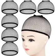 MORGLES 6PCS Wig Cap Non Slip, Black Mesh Net Wig Caps for Women Men, Kids, Weav