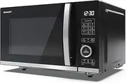 SHARP YC-QG204AU-B Compact 20 Litre 800W Digital FLATBED Microwave with 1050W Grill, 10 power levels, ECO Mode, defrost function, LED cavity light - Black