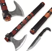 Viking Axe with Viking Knife along with Sheath - Hand-Forged High Carbon Steel F
