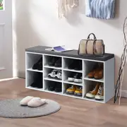 Costway Shoe Cabinet Bench Shoe Storage Rack Organizer Shelf Cupboard Box w/Padded Seat Hallway Furniture,White