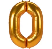 Metallic Gold Jumbo SuperShape Number 0 Foil Balloon
