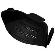 Adjustable Silicone Clip On Strainer for Pots, Pans, and Bowls - Black