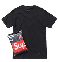 在飛比找蝦皮商城優惠-Supreme x Hanes Tee 素面T恤 三件組 黑