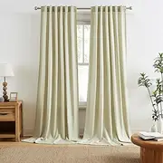 RAIN CITY 105 Inch White Linen Color Curtains Custom 104 Length 2 Panels Set Back Tab Rod Pocket Light Filtering Sheer Curtain Panels for Living Room Bedroom 50 x 105 Inch Long