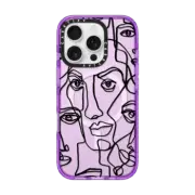iPhone 16 Pro Impact Case MagSafe Compatible FACE MOSAIC SKETCH 4 CLEAR CASE IPHONE, ABSTRACT MINIMAL PEOPLE MEN ILLUSTRATION By Ebi Emporium