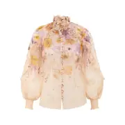 [Zimmermann] Zimmermann Memento Ruffled Floral-print Blouse 0 NUMERIC NEUTRALS