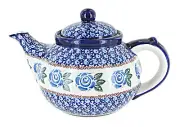 Blue Rose Polish Pottery Roses are Blue Teapot