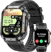 FANCHENGZI Military Smartwatch for Men,Relojes para Hombres 100 Sports Modes(Answer/Dial Calls), IP67 Waterproof Fitness Watch, Pressure for Android and iOS,2.01''HD DIY Screen Smartwatch Black