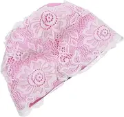 GANAZONO Elastic Pu Lace Swim Cap for Women Stylish Bath Cap Comfortable Fit for Swimming