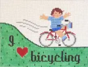 I Love Bicycling Hand Painted Needlepoint Canvas