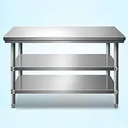 Snaweo Stainless Steel Table, Food Preparation Stainless Steel Work Table, Commercial Stainless Steel Kitchen worktop with Adjustable Feet for Restaurant Home and Hotel(120x60x80cm)