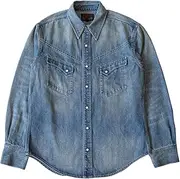 [Red Tornado] Pearl Snap Denim Western Shirt Blue