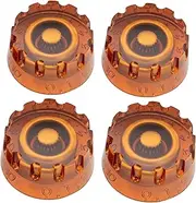 Musiclily Pro Metric Coarse 18-Spline Knurled Guitar Knobs Tone Volume Speed Control Knobs for Epiphone Les Paul SG Style Electric Guitar, Amber (Set of 4)