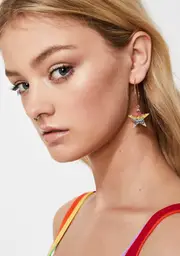 Rainbow Cosmos Hoop Earrings
