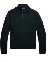 NWT $1095 Ralph Lauren Purple Label Men Textured Quarter-Zip Sweater DK Green XL