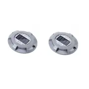2Pcs Solar Deck Lights Driveway Dock LED Light Solar Powered Outdoor Waterproof Road Markers for Pathway Step Stair Garden, Warm White