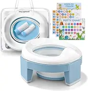 MCGMITT Potty Training Toilet Seat for Toddlers Boys Girls, Portable Baby Toilet Folding Kids Potty Chair Cover with Splash Guard for Travel, Including 3 Non-Slip Feet and Storage Bag (Blue)