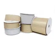 Christmas Flat Glitter Wired Edge Ribbon, 10 Yards