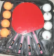 Ping Pong Paddle Set of 4 Rackets w/ 8 Balls - 3 star balls Redcat..nice quality