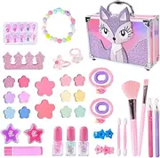Kids Makeup Kit for Girl - Princess Cosmetic Kit - Children Facial Make Up Playset, Washable Princess Cosmetic Toy for Girls