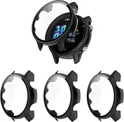 Protective Case intended for Garmin Forerunner 955/Forerunner 955 Solar Case Cover Bumper Ultra Thin Full Protective TPU Protector Shell Frame intended for Forerunner 955/955 Solar Accessories (3 Blacks)