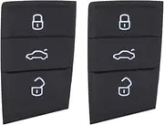 EMSea 2x 3-Button Car Remote Key Fob Replacement Button Pads Black Rubber Keypad for Lock Unlock Trunk Compatible with Polo Golf 7