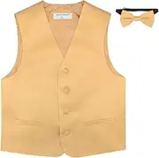 [Vesuvio Napoli] BOY'S Dress Vest & BOW Tie Solid GOLD Color BowTie Set