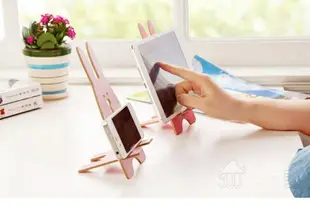 可愛動物 兔子 小兔 木質 手機/平板 支架/支撐架/手機座 iPad air Zenfone ORG《SD0064》