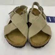 Birkenstock New w/ Box Tulum Taupe Suede Soft Footbed Narrow Select Size