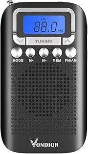 AM FM Digital Portable Pocket Radio With Alarm Clock- Best reception and Longest Lasting. AM/FM Compact Radio Player Operated by 2 AAA Battery Stereo Headphone Socket Perfect Father Gift by Vondior